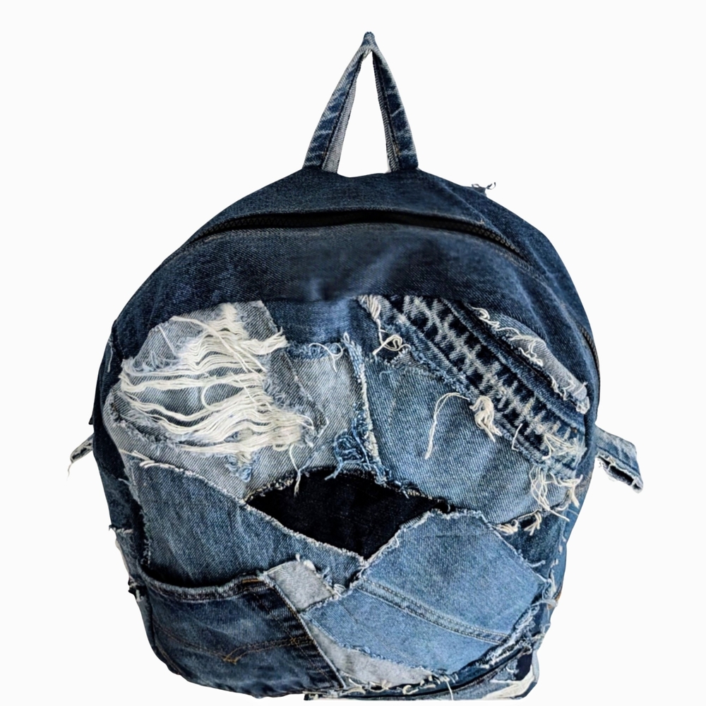 Denim Patchwork Backpack - Picture 3 of 7